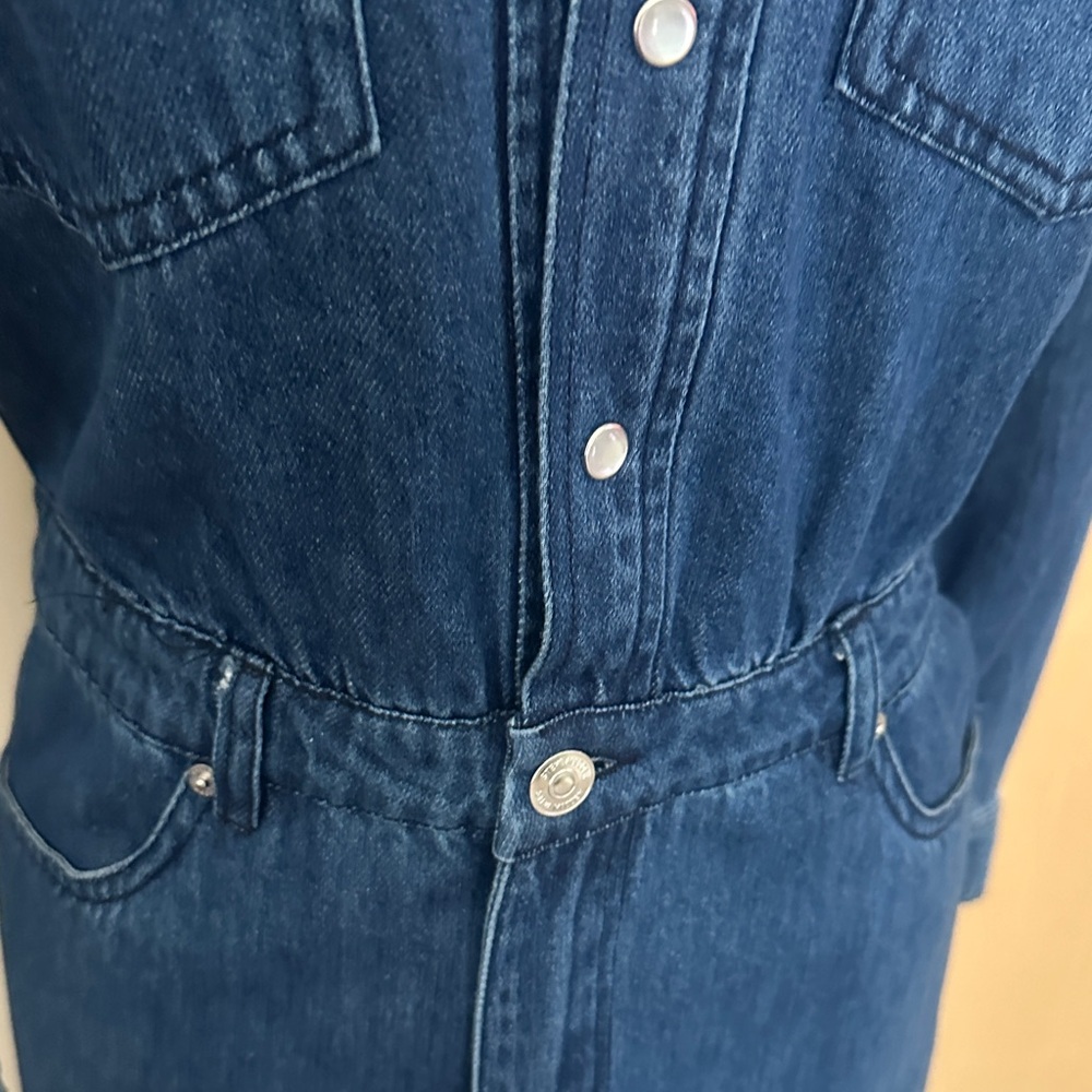 Steve Madden Dark Blue Denim Maxi Skirt with Front Slit - Picture 9 of 16